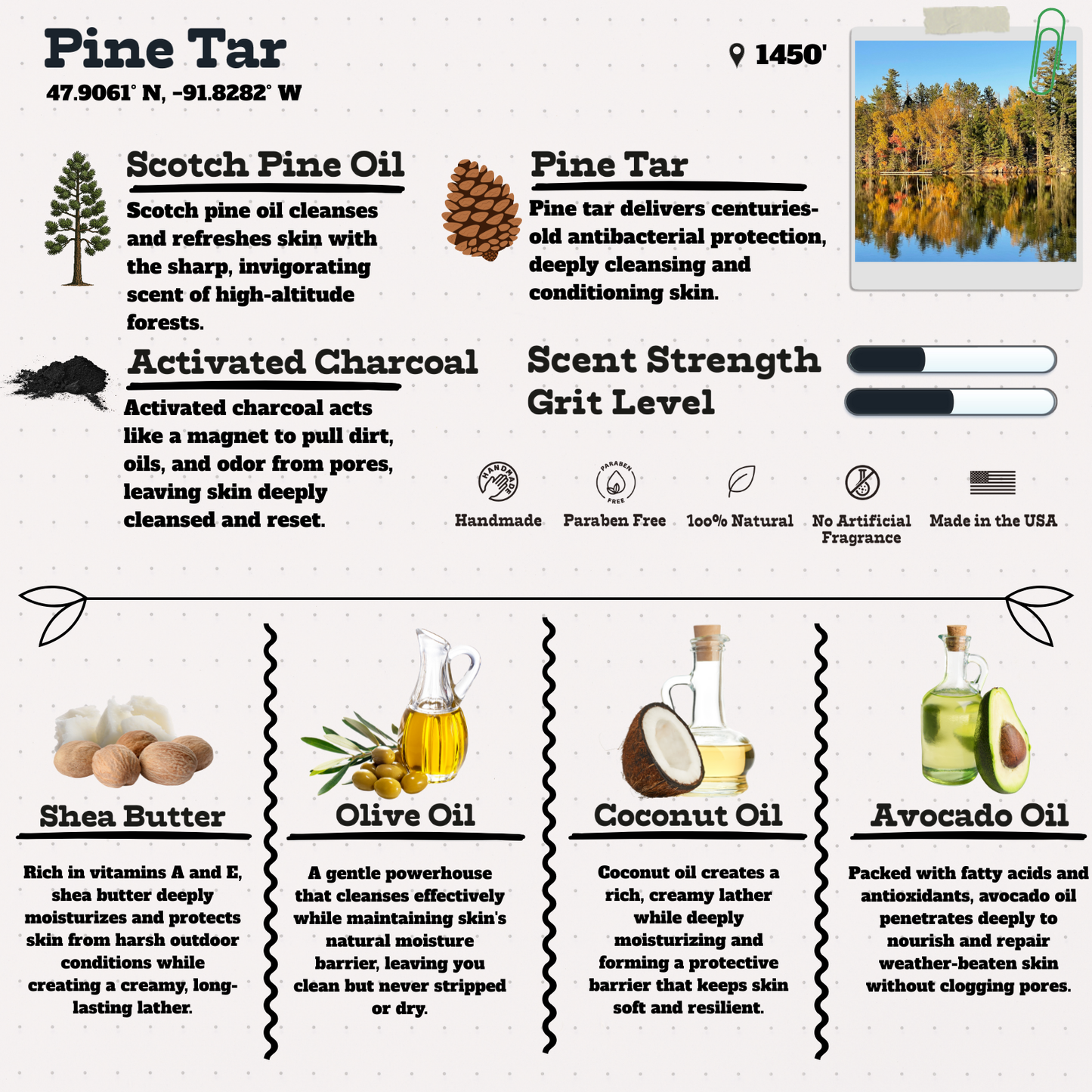 Wild Timber Pine Tar cold process handmade soap real pine tar no synthetic fragrance