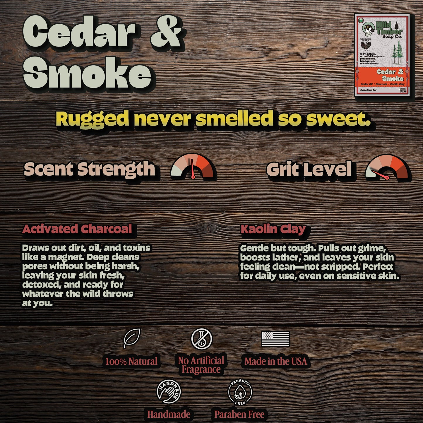 Cedar & Smoke – Natural Soap Bar for Men | Handmade Cedarwood & Charcoal