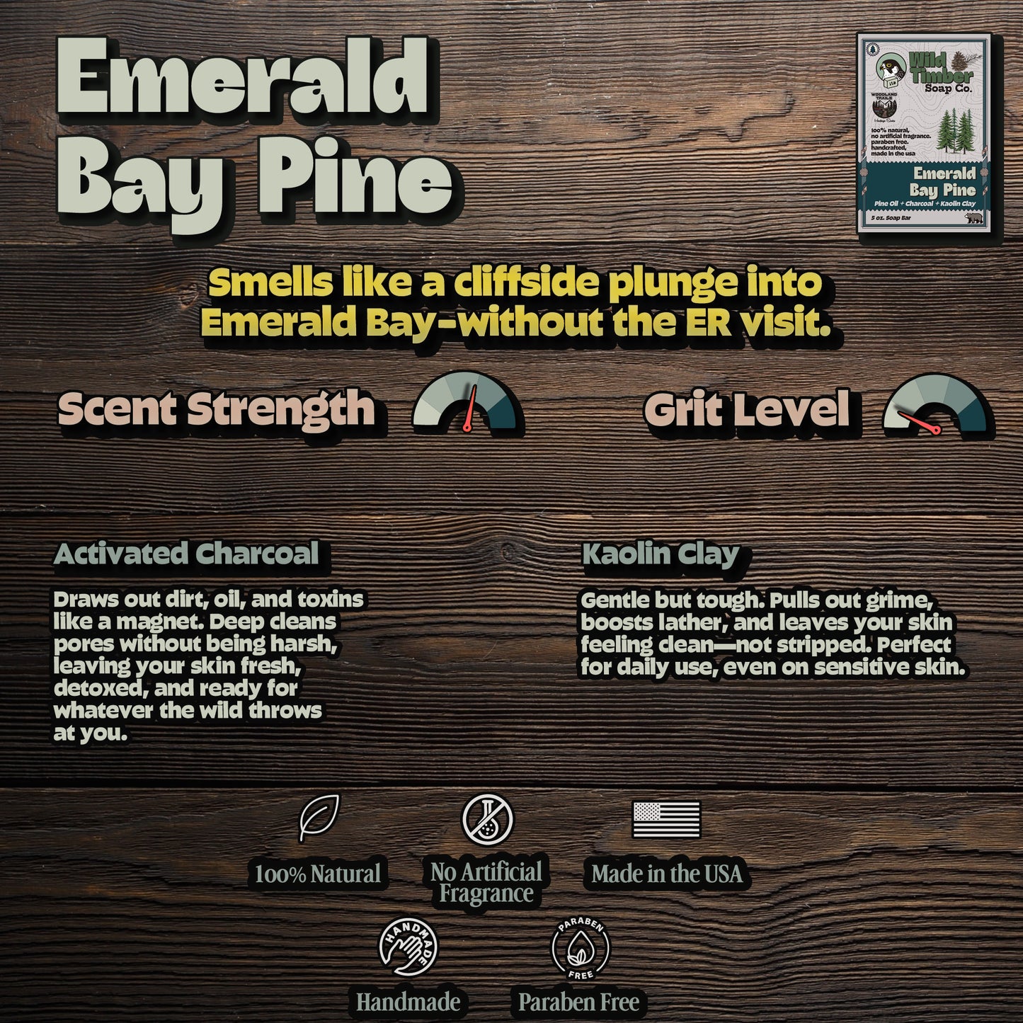 Emerald Bay Pine – Crisp Pine & Black Spruce Natural Soap Bar