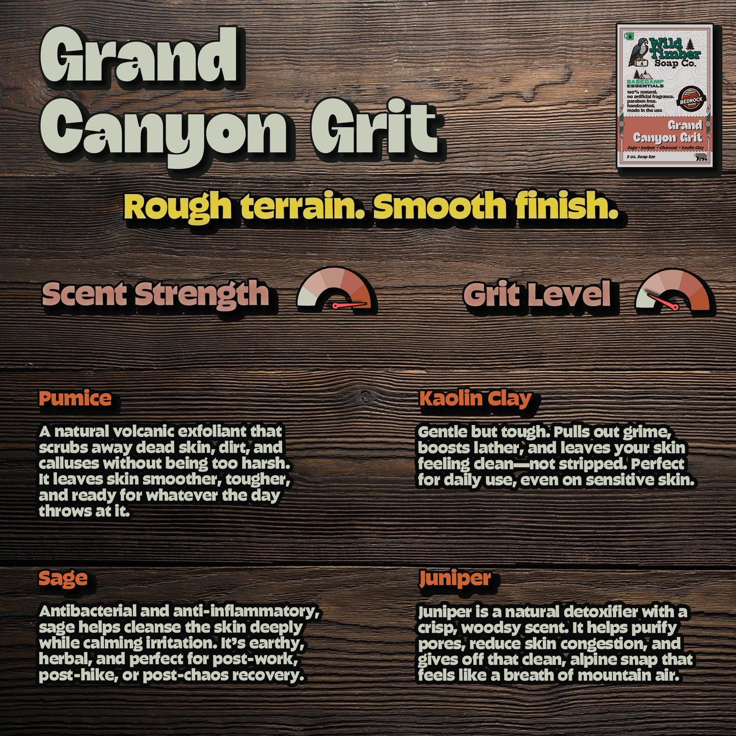 Grand Canyon Grit - Exfoliating Sage and Juniper Natural Soap Bar