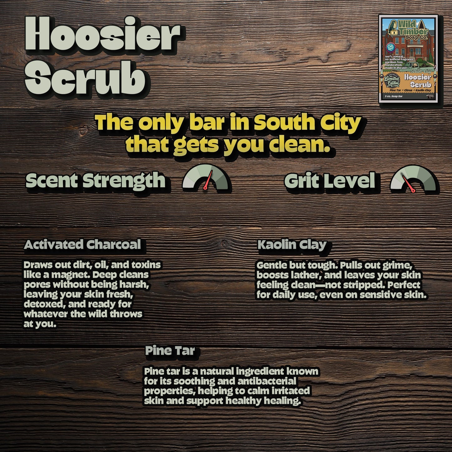 South City Hoosier Scrub – Pine Tar & Cola Soap Bar for Deep, No-Nonsense Clean