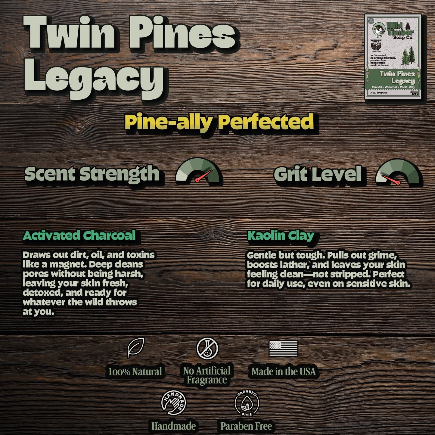 Twin Pines Legacy – Double Pine Natural Soap Bar with Scotch Pine & Pine Needle