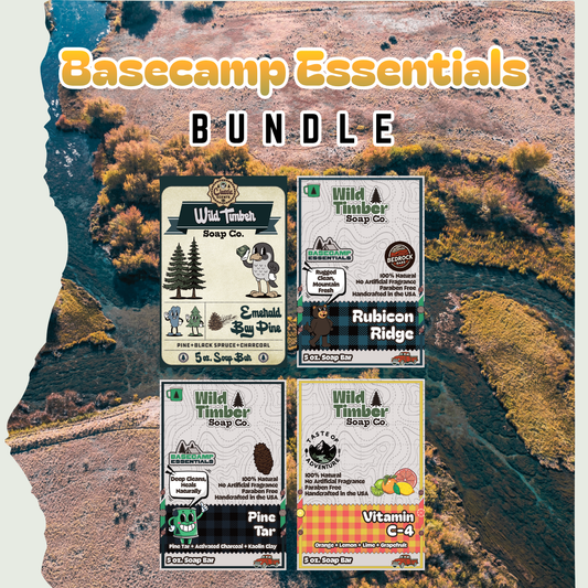 Basecamp Essentials Bundle - Pine Tar, Pine Needle, Black Spruce & Citrus Natural Soap Bar Bundle