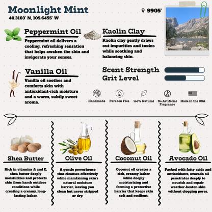 Moonlight Mint - Natural Soap Bar – Cooling, Creamy Peppermint Cleanse for Energized Skin