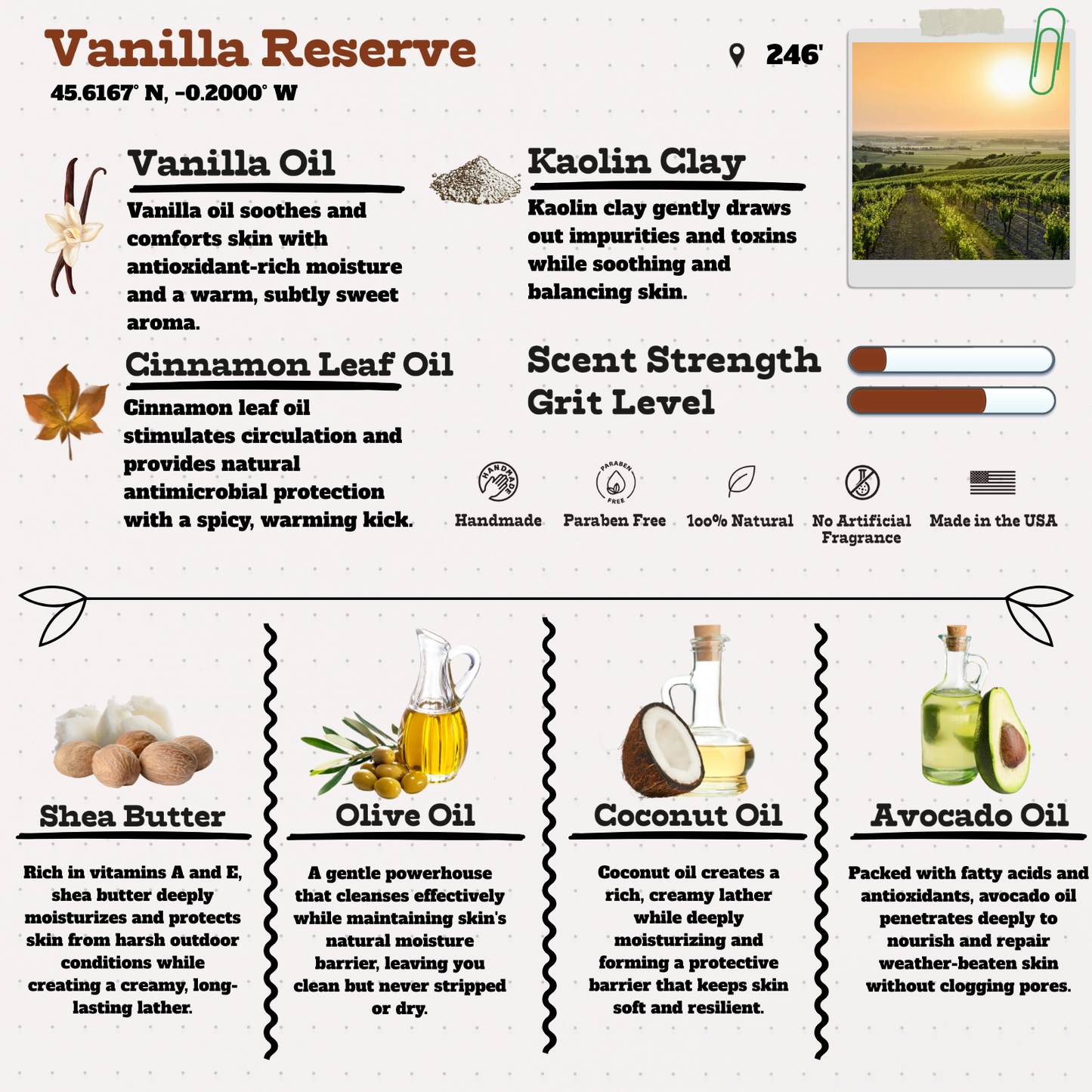 Vanilla Reserve – Warm Vanilla & Smoky Cognac Natural Soap Bar
