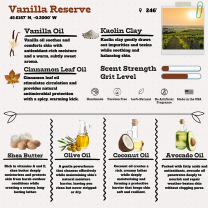 Vanilla Reserve – Warm Vanilla & Smoky Cognac Natural Soap Bar