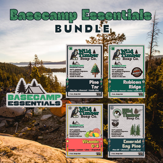 Basecamp Essentials Bundle - Pine Tar, Pine Needle, Black Spruce & Citrus Natural Soap Bar Bundle