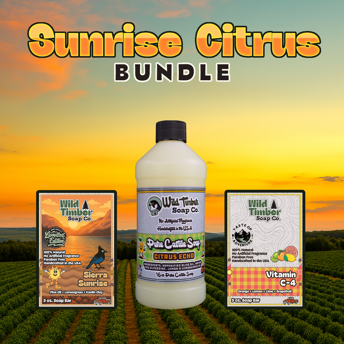 Citrus Sunrise Bundle – Natural Handmade Soap + Citrus Castile Soap