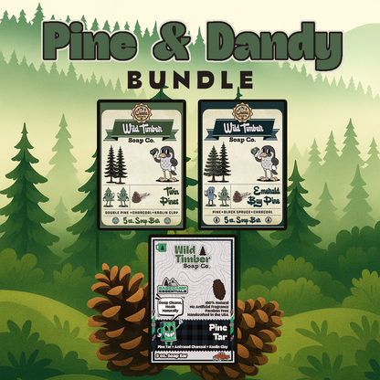 Pine and Dandy Bundle - Pine, Pine Tar and Pine & Black Spruce Natural Soap Bar Bundle