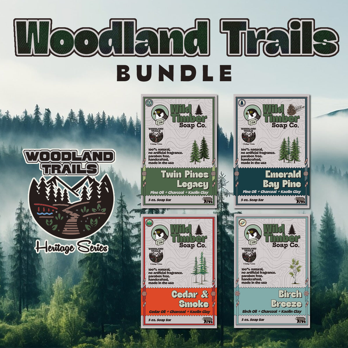 Woodland Trails Bundle - Pine, Canadian Birch and Cedar Natural Soap Bundle