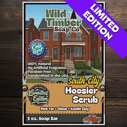 South City Hoosier Scrub – Pine Tar & Cola Soap Bar for Deep, No-Nonsense Clean