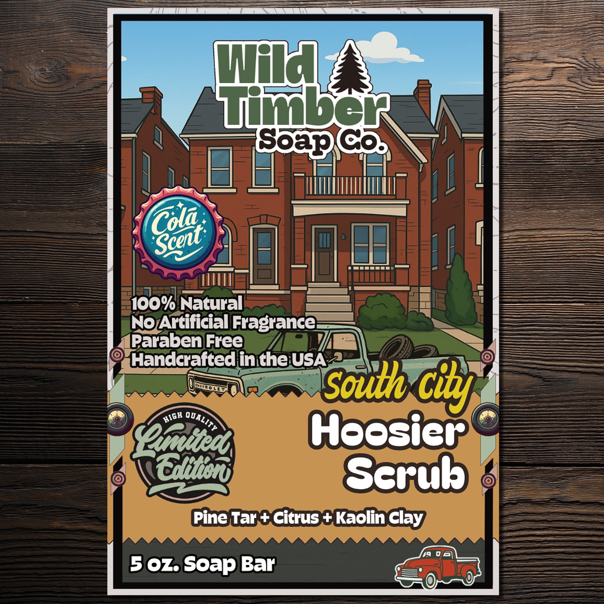 Wild Timber Hoosier Scrub natural pine tar citrus soap bar handmade St. Louis