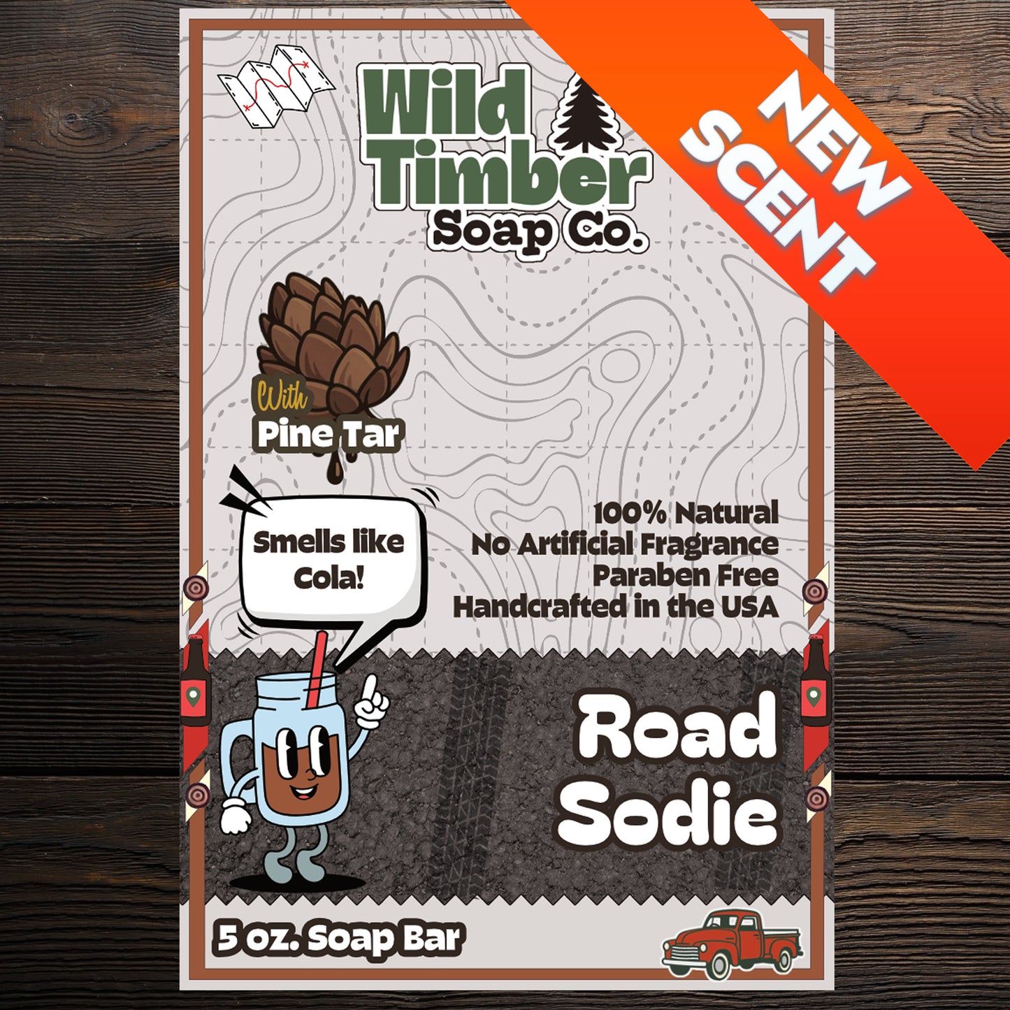 Road Sodie - Cola-Scented Pine Tar Natural Soap Bar
