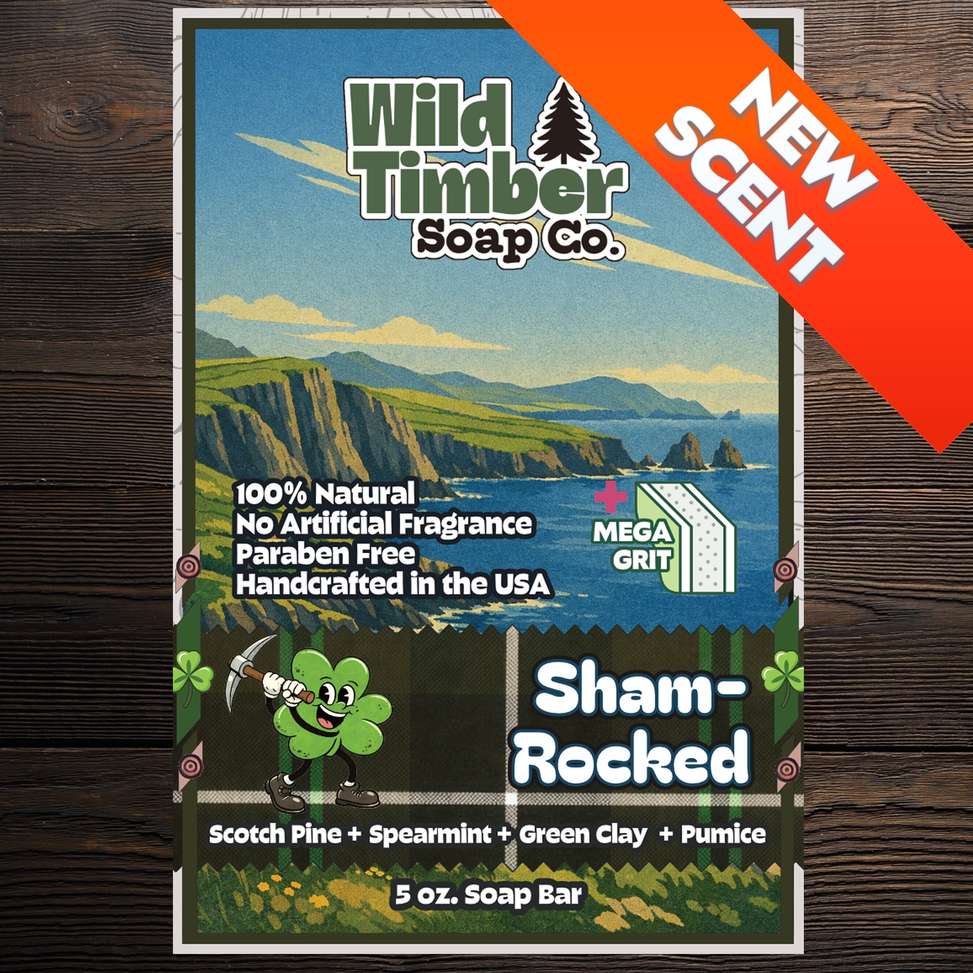 Wild Timber Sham-Rocked natural scotch pine spearmint soap bar handmade St. Louis