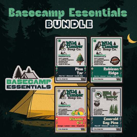 Basecamp Essentials Bundle - Pine Tar, Pine Needle, Black Spruce & Citrus Natural Soap Bar Bundle