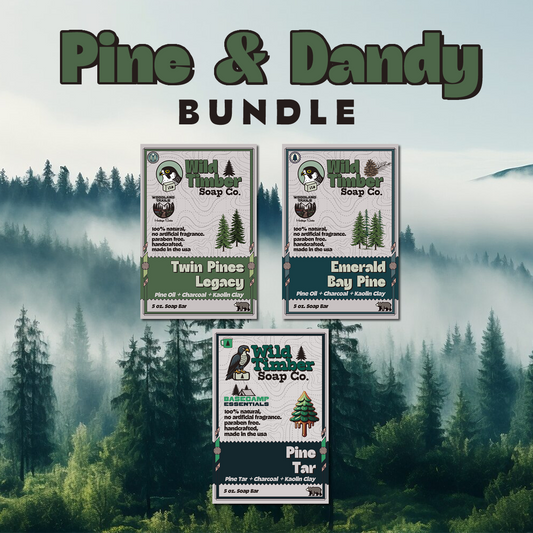 Pine and Dandy Bundle - Pine, Pine Tar and Pine & Black Spruce Natural Soap Bar Bundle