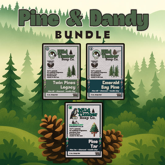 Pine and Dandy Bundle - Pine, Pine Tar and Pine & Black Spruce Natural Soap Bar Bundle