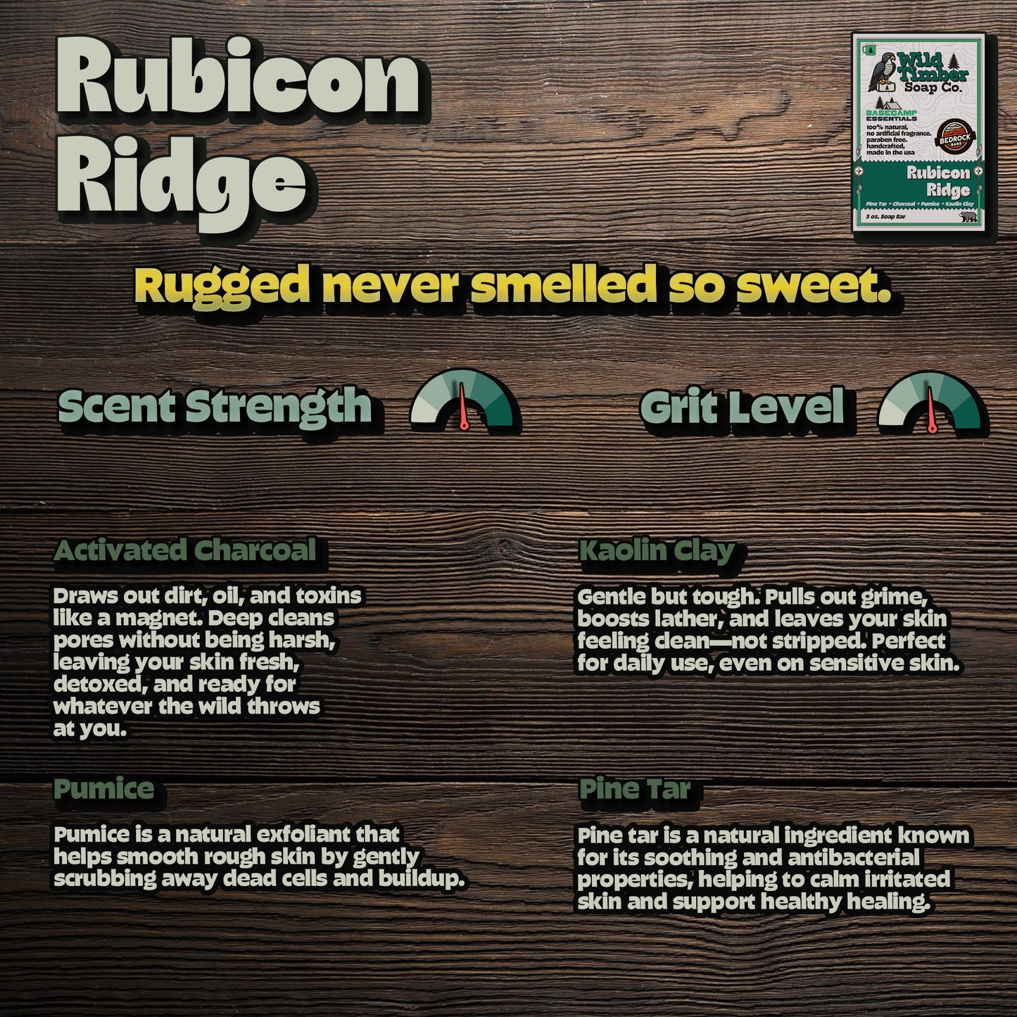 Rubicon Ridge – 3-Layer Pine Tar, Charcoal & Kaolin Clay Soap Bar for Rugged Terrain
