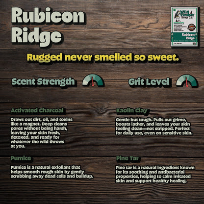 Rubicon Ridge – 3-Layer Pine Tar, Charcoal & Kaolin Clay Soap Bar for Rugged Terrain